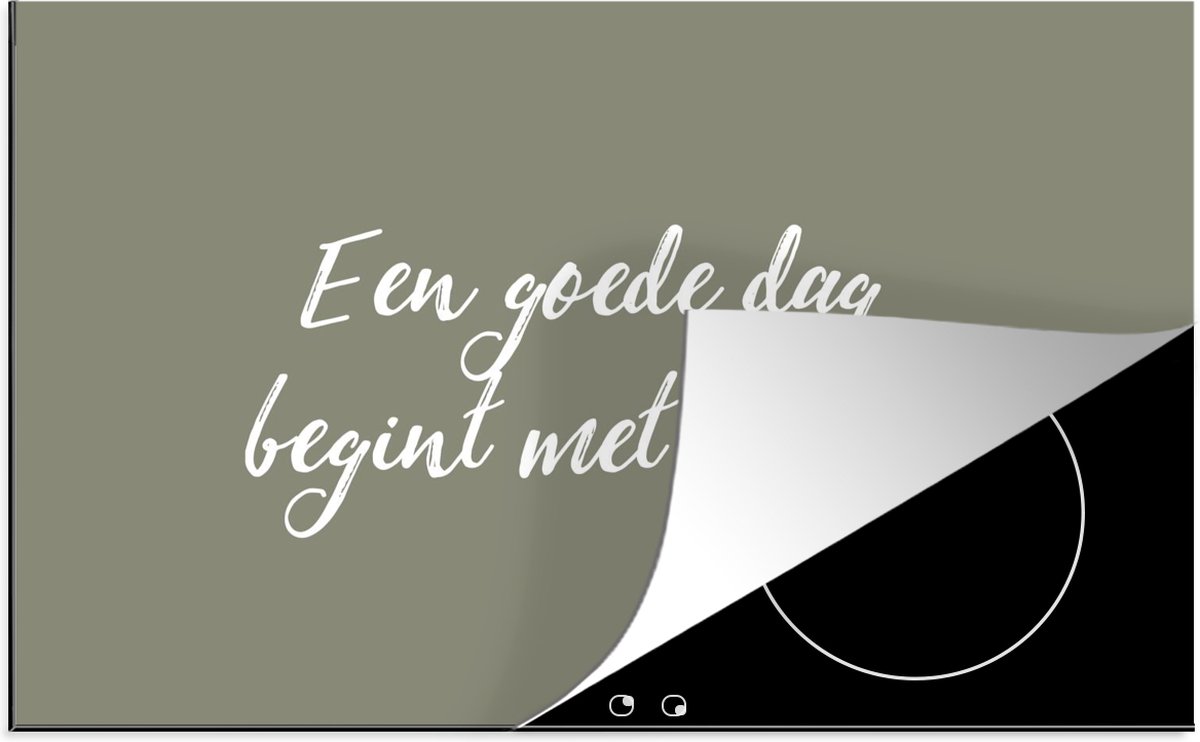 KitchenYeah® Inductie beschermer 80x52 cm - Spreuken - Een goede dag begint met koffie - Koffie - Quotes - Kookplaataccessoires - Afdekplaat voor kookplaat - Inductiebeschermer - Inductiemat - Inductieplaat mat