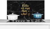 Spatscherm keuken 100x50 cm - Kookplaat achterwand Quotes - Motivatie - Goud - Marmer print - Muurbeschermer - Spatwand fornuis - Hoogwaardig aluminium