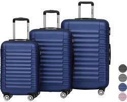 TRVLMORE Kofferset - 3 Delig - Complete Set - 38L Handbagage + 70L en 110L Ruimbagage - Blauw