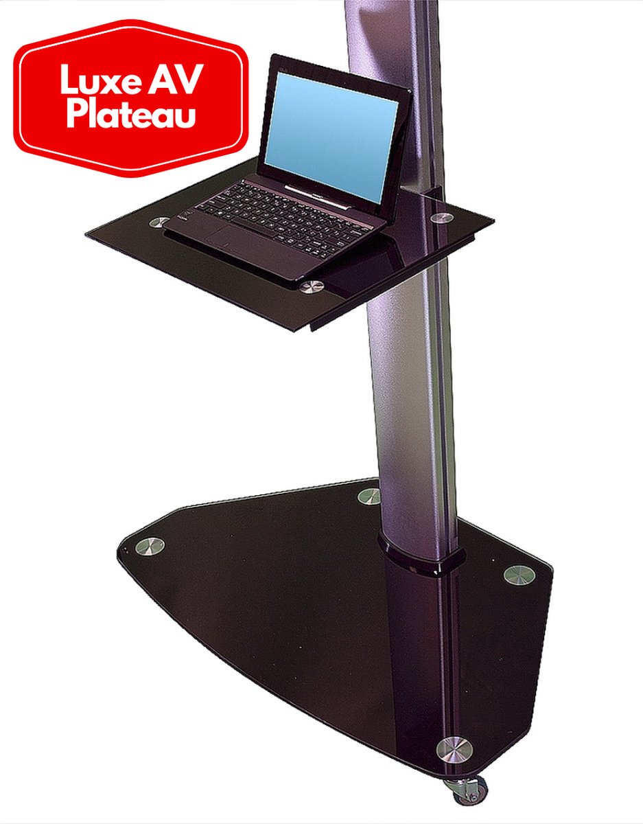 CLP TV Standaard Verstelbaar - Geschikt voor 55 t/m 75 inch - Universele Vloerstandaard - Metalen Frame - Max. 40 kg - Modern Design -, Kleur:roestvrij staal, vorm:Rond