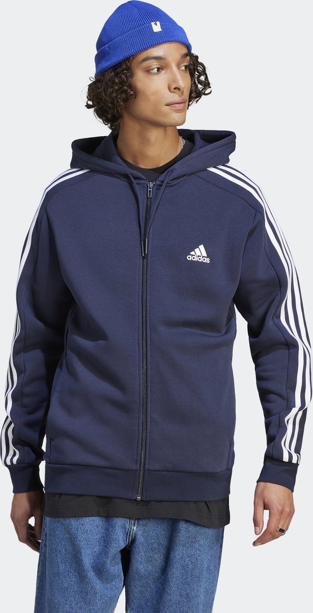 adidas Sportswear Essentials Fleece 3-Stripes Ritshoodie Heren – XL Blauw