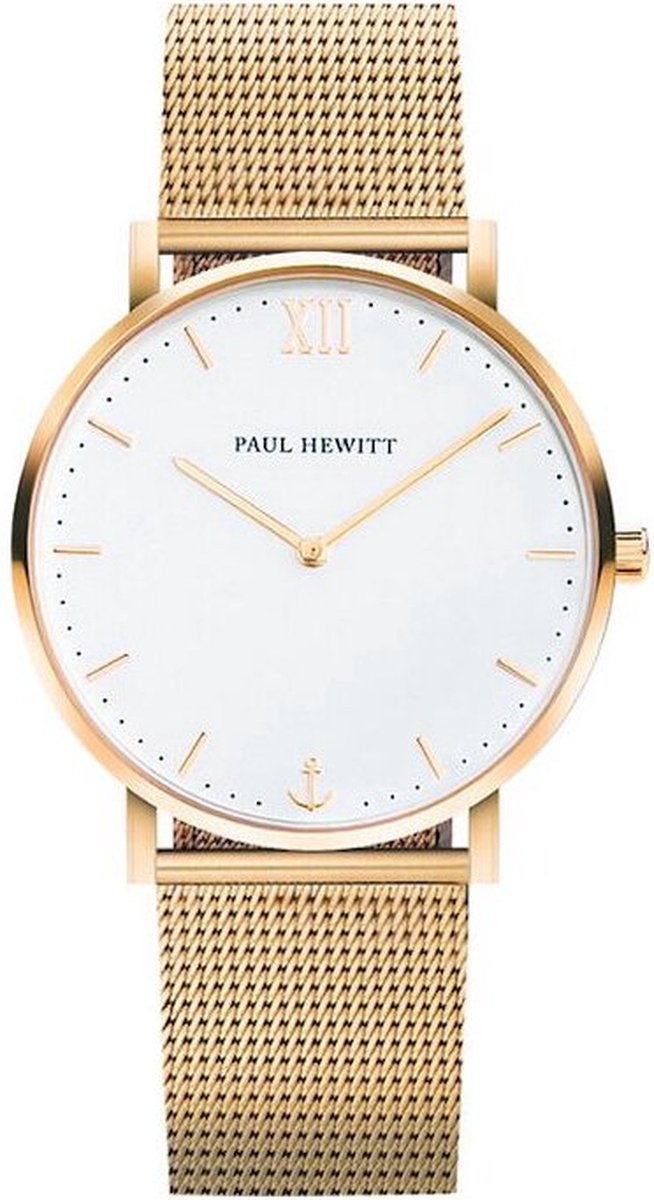 Paul Hewitt Sailor Line PH-SA-G-SM-W-4S - Horloge - Staal - Goudkleurig - Ø36mm