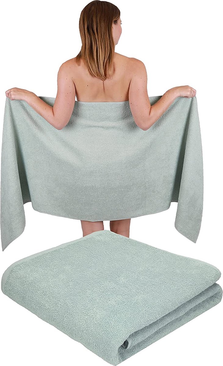 2 stuks saunahanddoekenset, saunadoeken, badhanddoeken, 100% katoen, saunahanddoeken afmetingen 70 x 200 cm, kleur jade