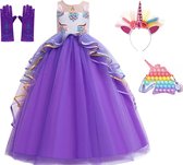 Het Betere Merk - Fidget speelgoed - Unicorn speelgoed - Unicorn jurk - Prinsessenjurk meisje - maat 128 (130) - Fidget speelgoed Unicorn tas - cadeau meisje - verkleedkleren - kleed