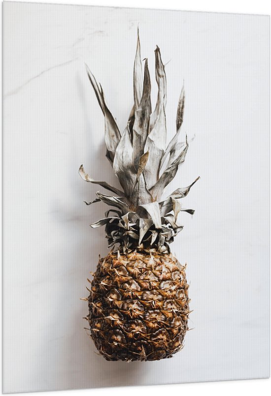 Vlag - Ananas op Witte Achtergrond - 100x150 cm Foto op Polyester Vlag
