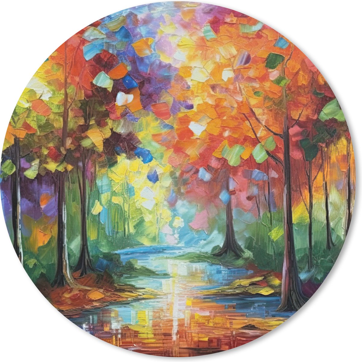 Muismat rond 30x30 cm - Mousepad Landschap - Bos - Kleuren - Natuur - Ronde muismatten