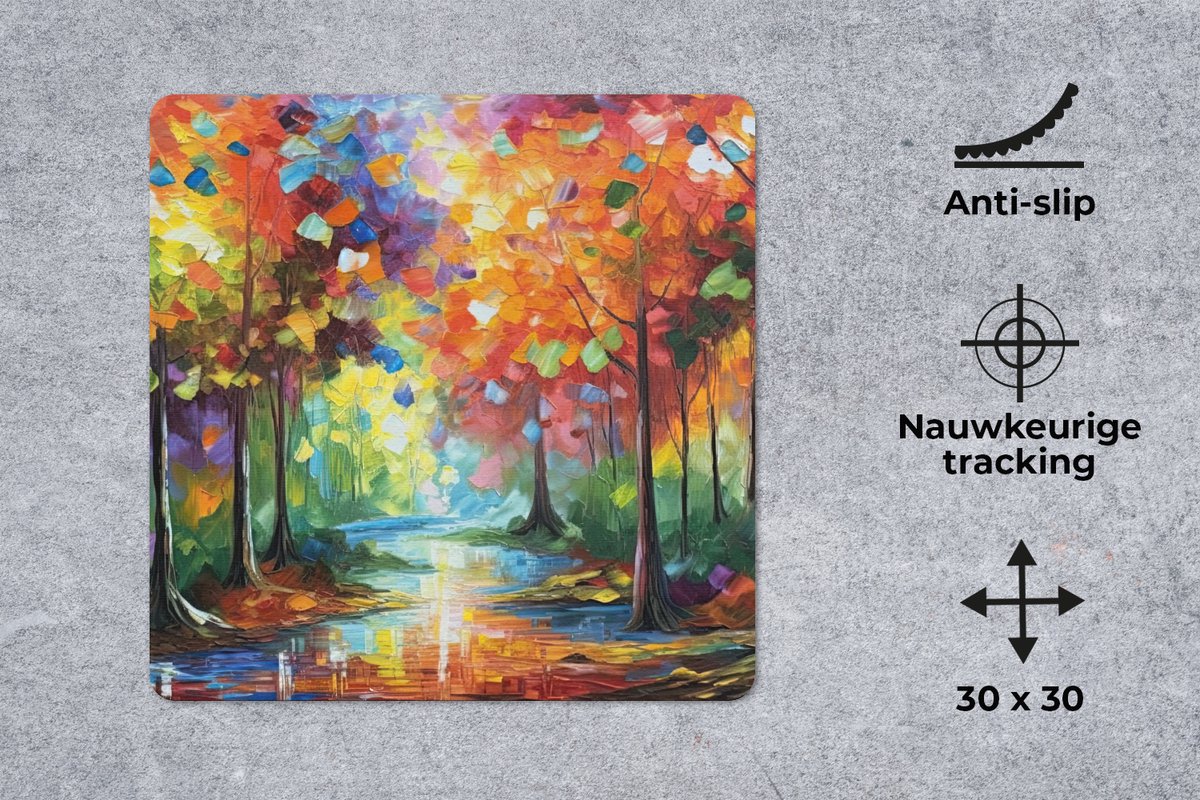 Muismat 30x30 cm - Mousepad Landschap - Bos - Kleuren - Natuur - Muismatten