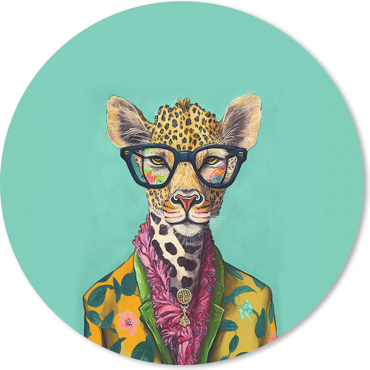 Muismat rond 40x40 cm - Mousepad Bladeren - Bril - Giraffe - Dieren - Design - Ronde muismatten