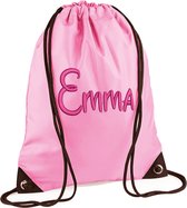Premium zwemzak kleur Pink  met naam geborduurd | 27 verschillende kleuren | gepersonaliseerd | Bagbase