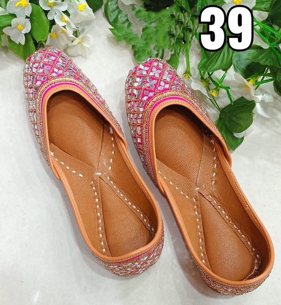 Indiase schoenen / punjabi jutti maat 39 pink mirror work