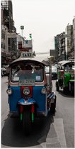 Poster Glanzend – Tuktuks Rijdend door de Straten van de Stad - 50x100 cm Foto op Posterpapier met Glanzende Afwerking