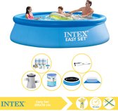 Intex Easy Set Zwembad - Opblaaszwembad - 305x76 cm - Inclusief Solarzeil Pro, Onderhoudspakket, Zwembadpomp, Filter, Grondzeil en Stofzuiger
