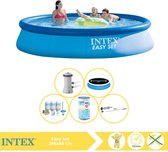 Intex Easy Set Zwembad - Opblaaszwembad - 396x84 cm - Inclusief Solarzeil Pro, Onderhoudspakket, Filter en Stofzuiger