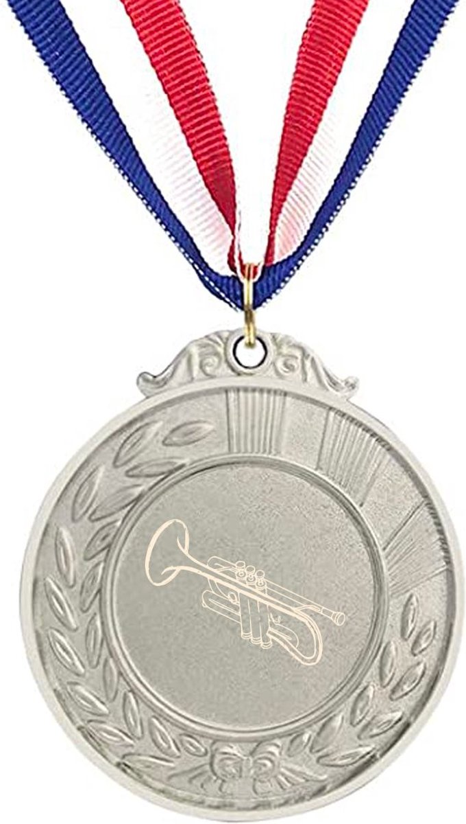 Akyol - trompet medaille zilverkleuring - Trompet - beste trompet speler - leuk cadeau voor je vriend om te geven - verjaardag muzikant