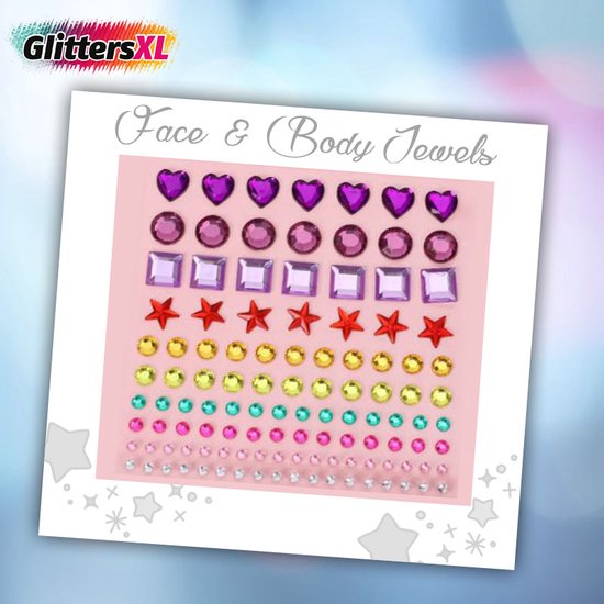 GlittersXL Face & Body Jewels (115 Diamantjes Regenboog) [Dots Strass