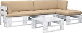 vidaXL-4-delige-Loungeset-pallet-met-kussens-wit-geïmpregneerd-hout