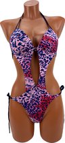Dames bikini - Panter print roze -Monokini - 1 delige- Maat M/L
