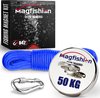 foto van Magfishion Magneetvissen - 50 KG Trekkracht - Mini Vismagneet - 10 Meter Lang Touw + Karabijnhaak met Schroefsluiting - Magneet Vissen - Outdoor - Starters Magneet