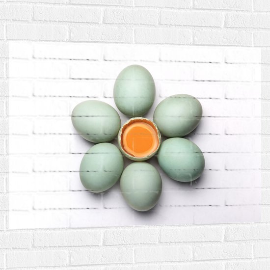 Muursticker - een Bloem Gevormd van Eieren - 100x75 cm Foto op Muursticker