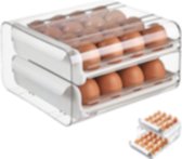Eierdoos - Koelkast Eieren Opbergdoos  ruimtebesparend  - eierdoos - Lade Type Eiercontainer - eierrek - stapelbare Eier Opbergdozen voor 32 eieren Dubbellaags Hoge Capaciteit -