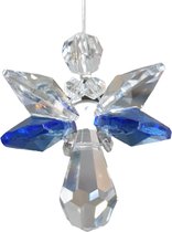 Geluksengel Blauw Raamhanger, gemaakt met o.a. Swarovski Kristallen (32% volloodkristal) Suncatcher, beschermengel, engel, Engeltje, kristal, kerstengel, kerst, kerstdecoratie, Raamdecoratie, cadeau, woondecoratie, raamkristal, kerstpakket, hanger