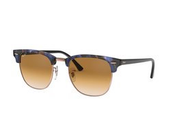 Ray-Ban Clubmaster Fleck/ Spotted Blue & brown tortoise , Black/ Light Brown Gradiënt Maat: Small (49) - Zonnebril - - RB3016 125651