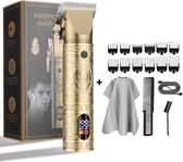 Tondeuse à cheveux professionnelle de Luxe en or - 12 accessoires, cape, peigne, brosse de nettoyage et USB-C - Tondeuse à cheveux pour homme - Tondeuse à cheveux - Rasoir - Tondeuse à cheveux