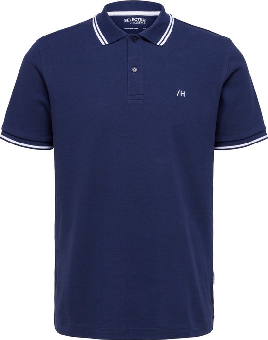 Selected - Heren Polo SS Dante Sport Polo - Blauw - Maat M