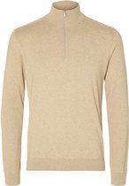 Selected - Heren Sweaters Berg Half Zip Cardigan Kelp - Beige - Maat L