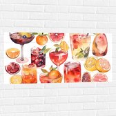 Muursticker - Geketende Cocktails met Fruitstukken - 100x50 cm Foto op Muursticker