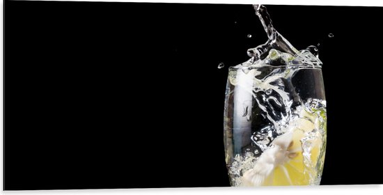 Dibond - Water met een Limoenschijfje - 100x50 cm Foto op Aluminium (Met Ophangsysteem)