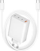 Phreeze 65W USB C Power Adapter met 4 Poorten en USB C naar uSB C Kabel Lang 3 Meter - Voor Smartphone, GSM, Tablet, Laptop, Oortjes, Watch
