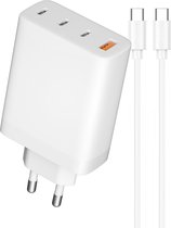 Phreeze 65W USB C Power Adapter met 4 Poorten en USB C naar uSB C Kabel 1 Meter - Voor Smartphone, GSM, Tablet, Laptop, Oortjes, Watch