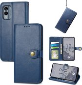 Luxe PU-leer Wallet Case + Glas Screenprotector voor Nokia X30 _ Blauw