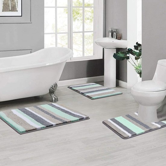 Badmat, set van 3, zachte microvezel badkamertapijt, antislip en