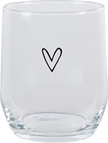 Clayre & Eef Waterglas Hart 300 ml Transparant Glas Drinkbeker