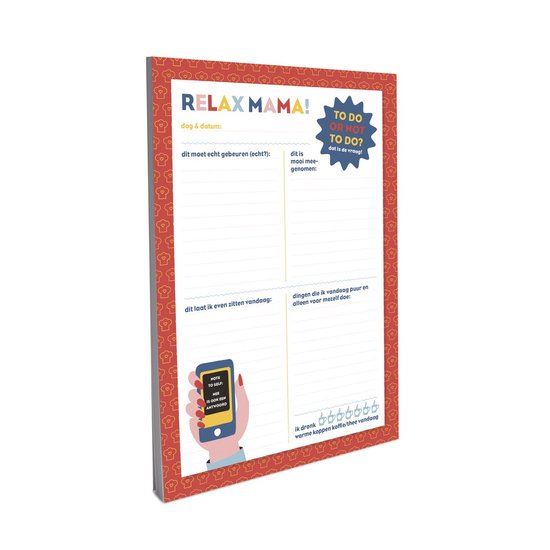 Relax Mama dagplanner 100 pagina's - dagplanning vrolijk en extra aandacht - onthouden van afspraken - to do list notities 21x15 cm