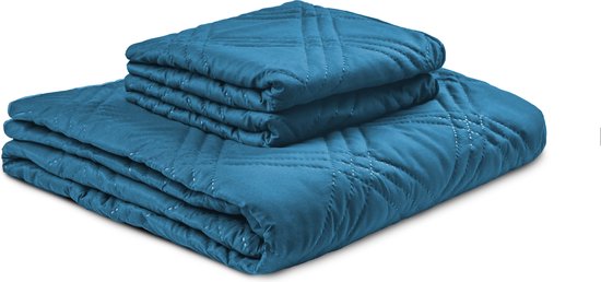 Zydante Home® - Bedsprei Incl. 2 Hoezen - 220x240 cm + 2 * 60x70 cm kussenslopen - Blauw