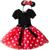 Minnie Mouse Jurkje - Verjaardag Outfit MinnieMouse - Meisjes Outfit Baby - Thema: Minnie Mouse - Rood- maat 80