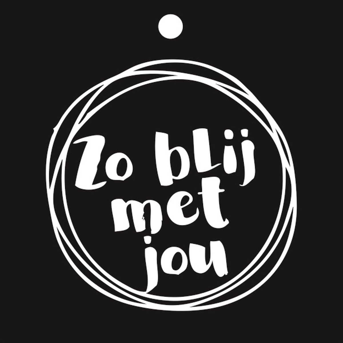 Luxe Bloemenkaartje - Cadeaukaartje - Label - Wenskaartje - 7x7cm - Zwart - Blij Met Jou - 20 Stuks - Met Boorgaatje