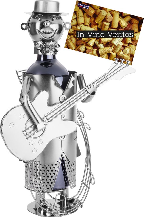 BRUBAKER Porte-bouteille de vin guitariste sculpture en métal avec carte  cadeau