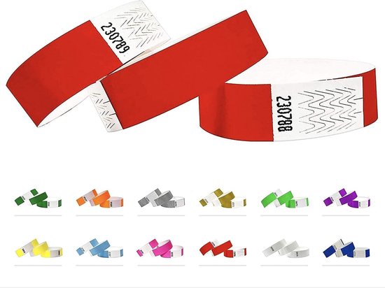 Tyvek polsbandjes voor evenementen - 500 stuks - Neon Rood