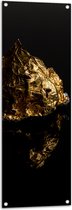 Tuinposter – Gouden Vlak op Zwarte Achtergrond - 40x120 cm Foto op Tuinposter (wanddecoratie voor buiten en binnen)