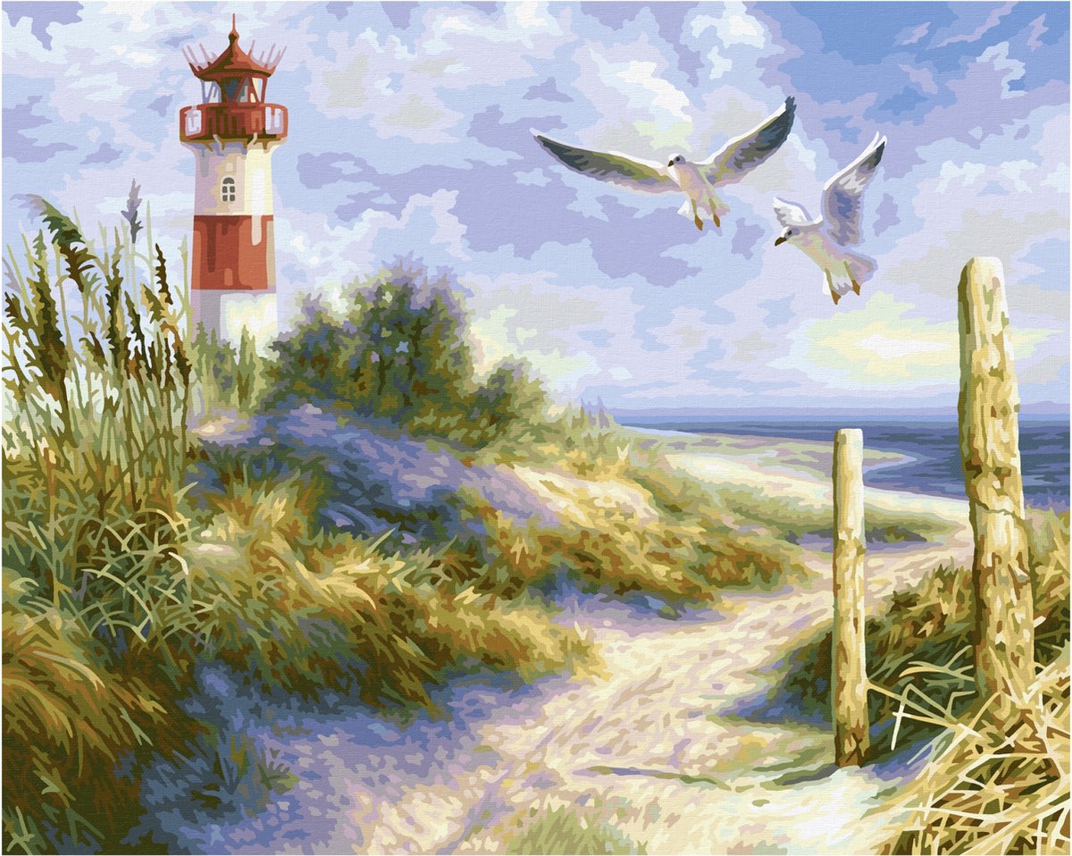 Schilderen op Nummer - Duinlandschap met vuurtoren | bol.com