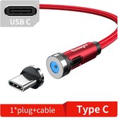 Essager 2.4A 540° Draaibare Magnetische USB-C naar USB Kabel 1M Rood