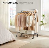IN.HOMEXL - Kledingrekken Thurmond - kledingrek metaal - kledingrek op wieltjes - 103 x 155 x 52 cm (B x H x T) - Zwart