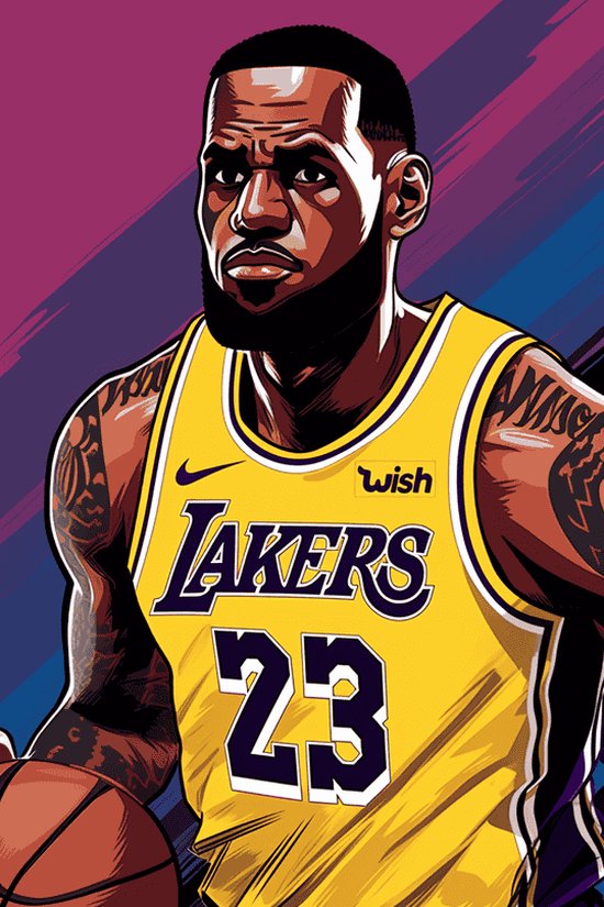 Lebron James Poster | Affiche des Lakers de Los Angeles | Affiche de Basketbal | 61x91cm | Convient pour l'encadrement