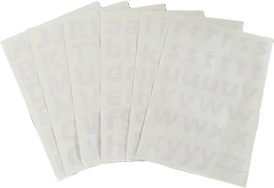 Afecto cursief plakletters wit | alfabet stickers | | hoogte 4 cm- schuine plakletter