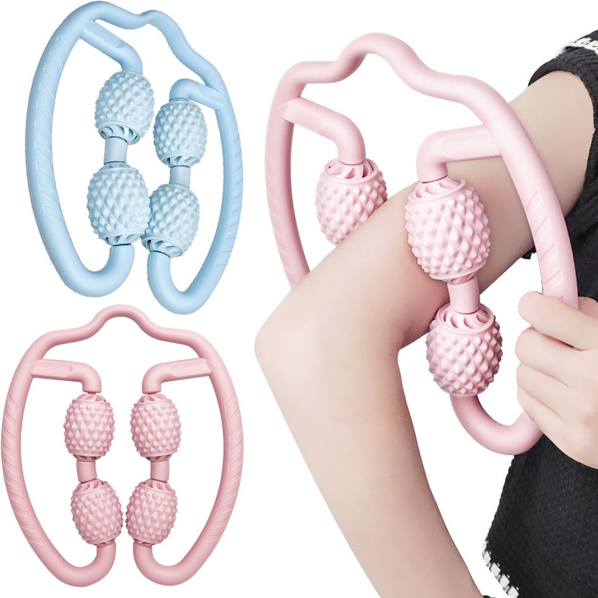 Wow Peach - Roze - Bindweefsel Massage Roller - Cellulite roller -Sinaasappelhuid - Spieren - Benen - Kuiten - Armen - Ontspanning - Massage