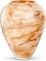 Terroso - Vaas Warm Wit, Glas Marmer, Elegante, Hoogte 33 cm